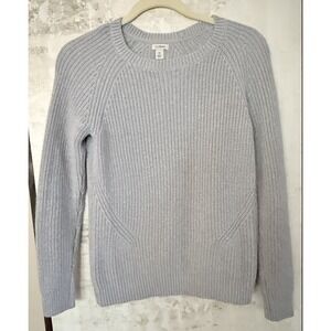 LL Bean Womens XS Gray 100% Cotton  Shaker Knit Crewneck Sweater